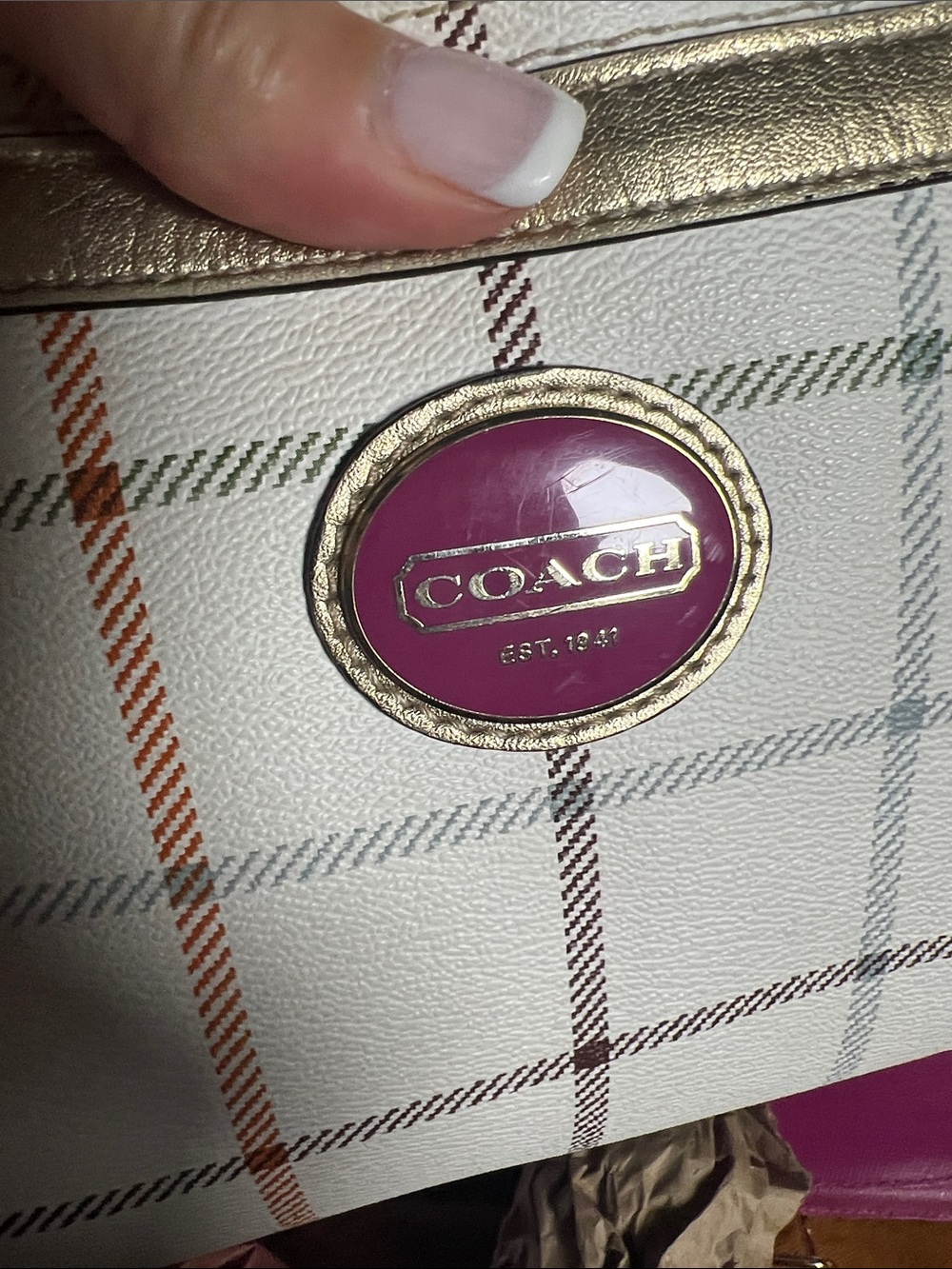 Coach Peyton Tattersall Plaid Shoulder Bag with wallet - Picture 2 of 12